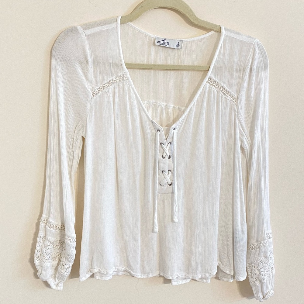 Hollister Crochet White Blouse Size Small